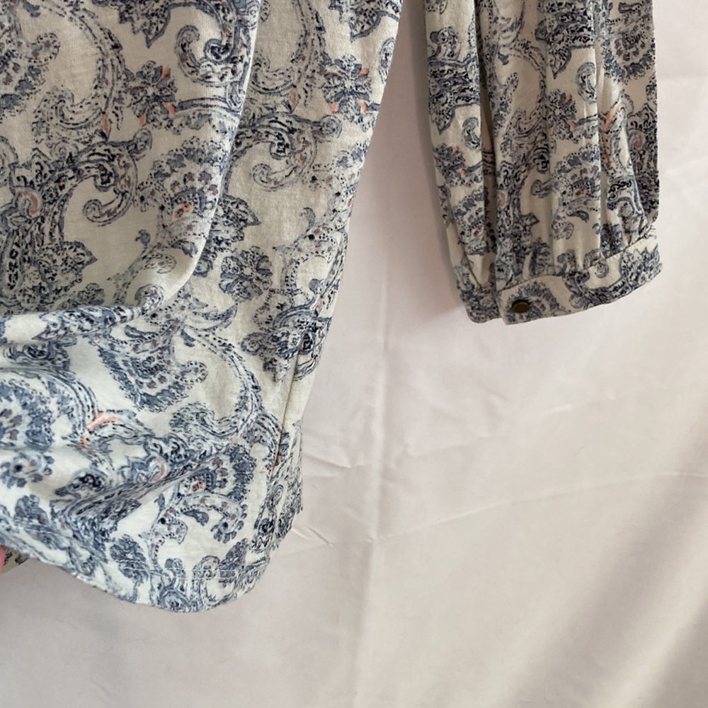 Lucky Brand Long Sleeve Printed Boho Peasant Blouse Size L - Picture 6 of 13